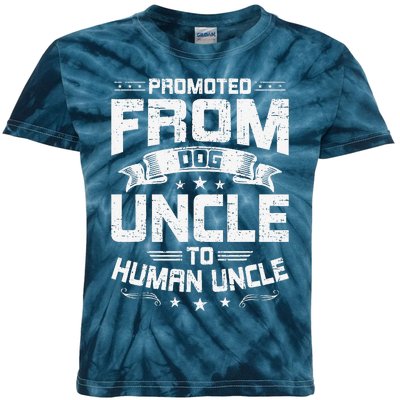 Promoted From Dog Uncle To Human Uncle Dog Lover Kids Tie-Dye T-Shirt