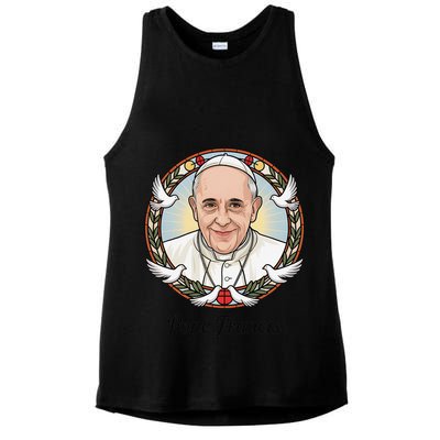 Pope Francis Design Catholic Christian Devotees Souvenir Ladies PosiCharge Tri-Blend Wicking Tank
