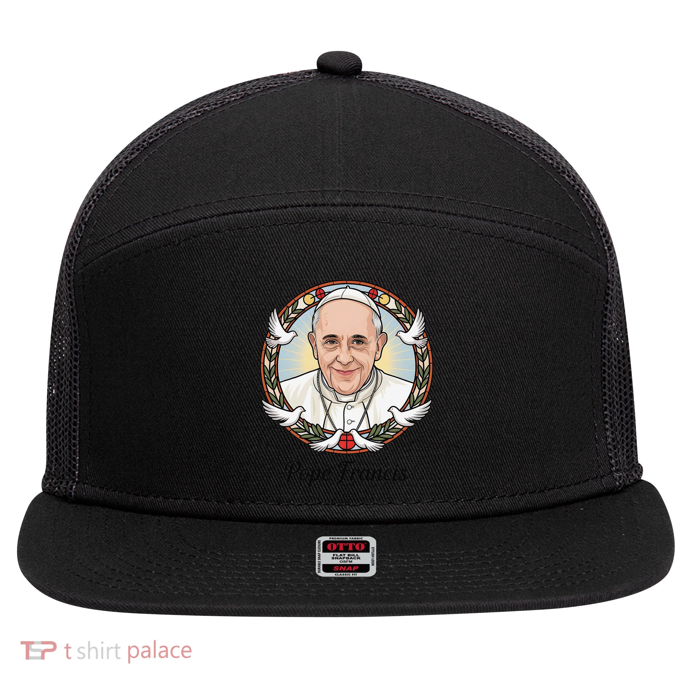 Pope Francis Design Catholic Christian Devotees Souvenir 7 Panel Mesh Trucker Snapback Hat