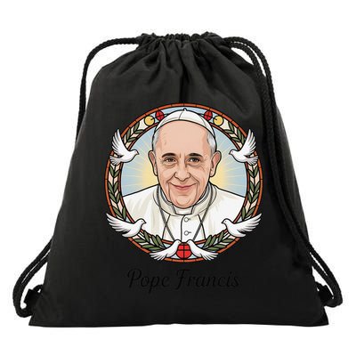 Pope Francis Design Catholic Christian Devotees Souvenir Drawstring Bag