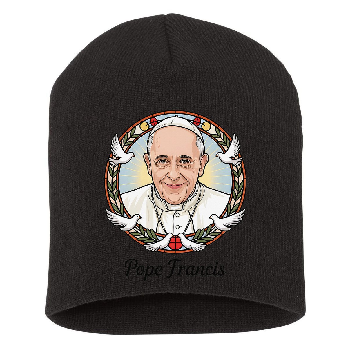 Pope Francis Design Catholic Christian Devotees Souvenir Short Acrylic Beanie