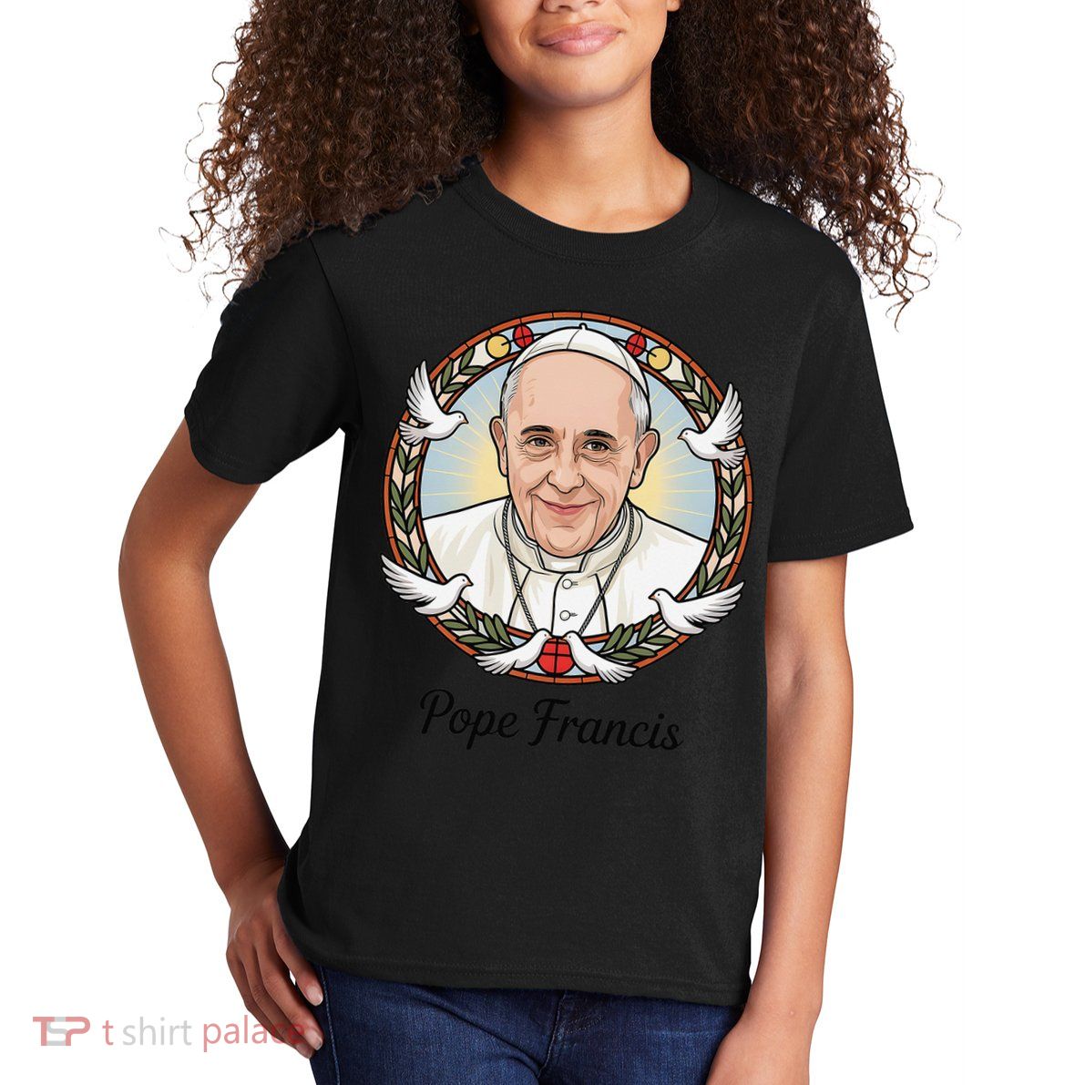 Pope Francis Design Catholic Christian Devotees Souvenir Kids T-Shirt
