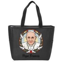 Pope Francis Design Catholic Christian Devotees Souvenir Zip Tote Bag