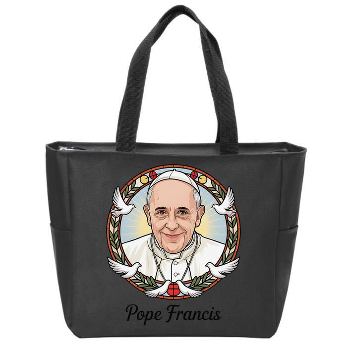 Pope Francis Design Catholic Christian Devotees Souvenir Zip Tote Bag