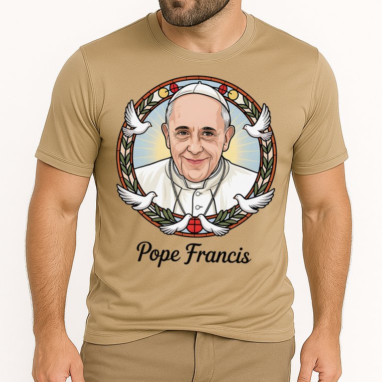 Pope Francis Design Catholic Christian Devotees Souvenir Cooling Performance Crew T-Shirt