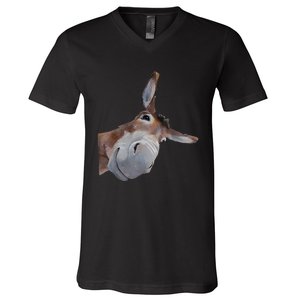 Peachbruh Funny Donkey Art Donkey Head Smile Eagerlys V-Neck T-Shirt