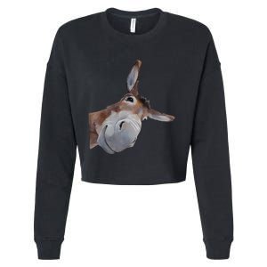 Peachbruh Funny Donkey Art Donkey Head Smile Eagerlys Cropped Pullover Crew