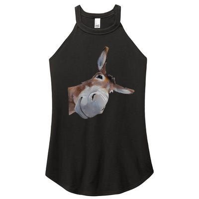 Peachbruh Funny Donkey Art Donkey Head Smile Eagerlys Women’s Perfect Tri Rocker Tank