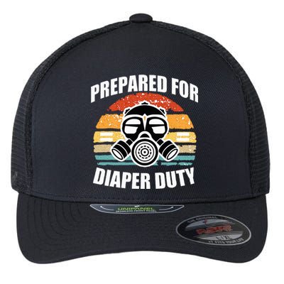 Prepared For Diaper Duty Gas Mask Flexfit Unipanel Trucker Cap