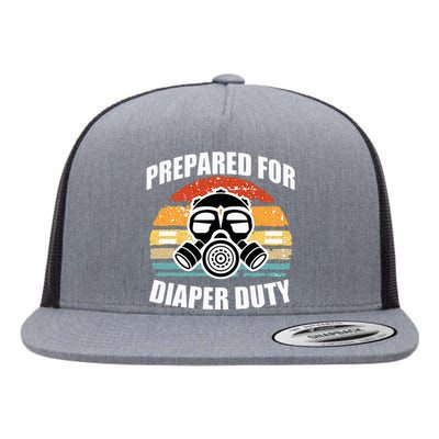 Prepared For Diaper Duty Gas Mask Flat Bill Trucker Hat