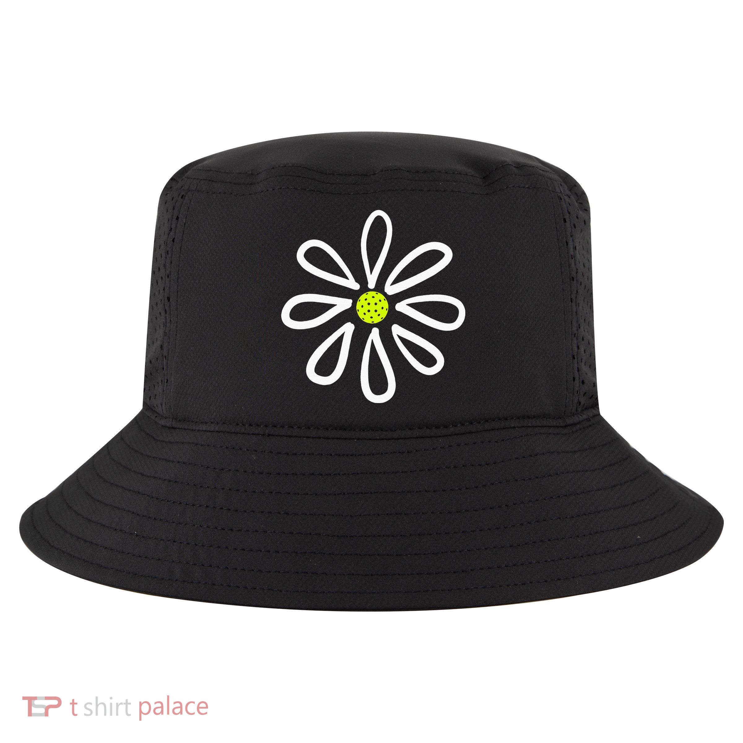 Pickleball Flower Daisy Pickleball Center Cool Comfort Performance Bucket Hat