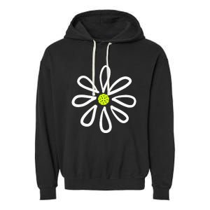 Pickleball Flower Daisy Pickleball Center Garment-Dyed Fleece Hoodie