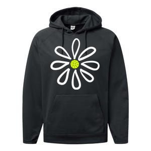 Pickleball Flower Daisy Pickleball Center Performance Fleece Hoodie