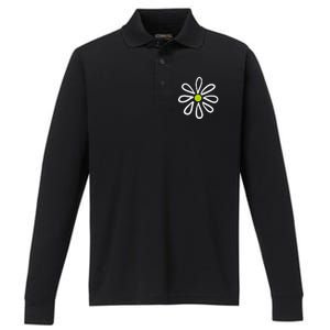 Pickleball Flower Daisy Pickleball Center Performance Long Sleeve Polo