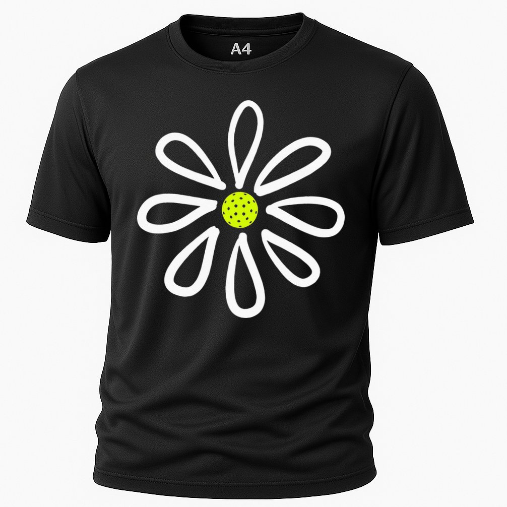 Pickleball Flower Daisy Pickleball Center Cooling Performance Crew T-Shirt