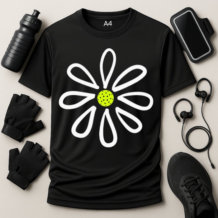 Pickleball Flower Daisy Pickleball Center Cooling Performance Crew T-Shirt