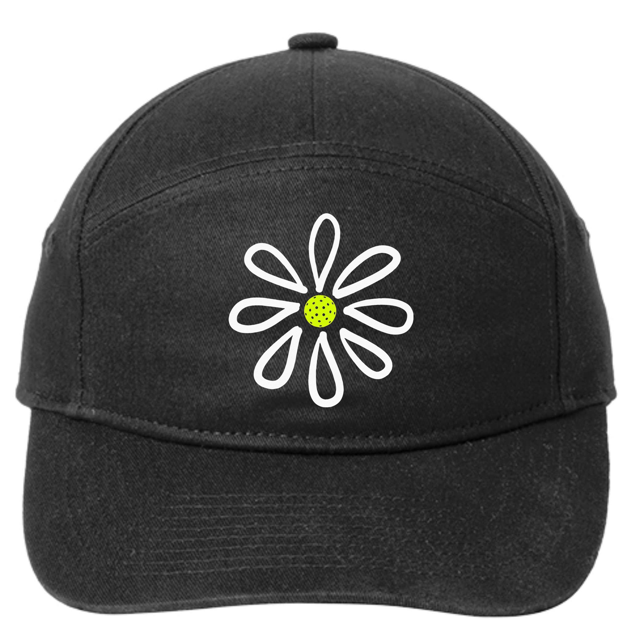 Pickleball Flower Daisy Pickleball Center 7-Panel Snapback Hat