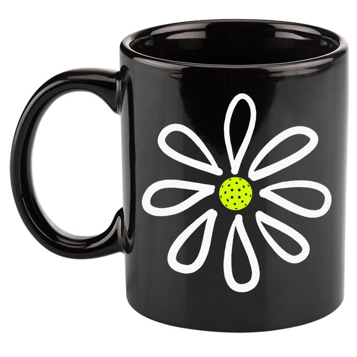 Pickleball Flower Daisy Pickleball Center 11oz C Handle Ceramic Mug