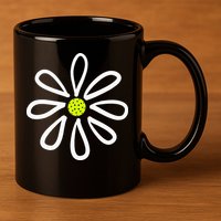 Pickleball Flower Daisy Pickleball Center 11oz C Handle Ceramic Mug