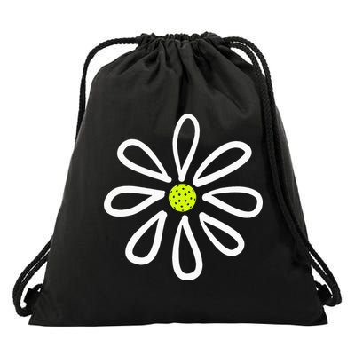 Pickleball Flower Daisy Pickleball Center Drawstring Bag