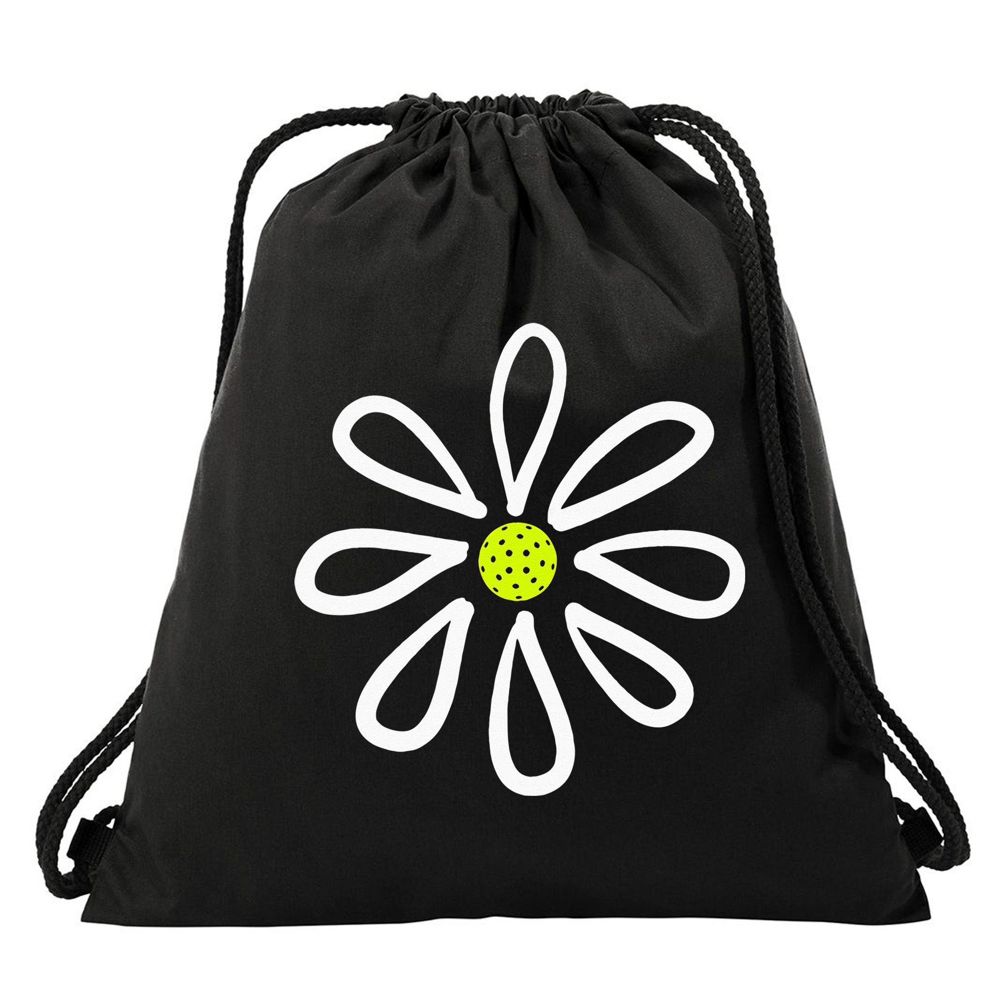 Pickleball Flower Daisy Pickleball Center Drawstring Bag