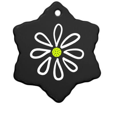 Pickleball Flower Daisy Pickleball Center Ceramic Star Ornament