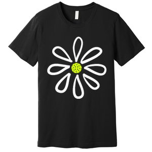 Pickleball Flower Daisy Pickleball Center Premium T-Shirt