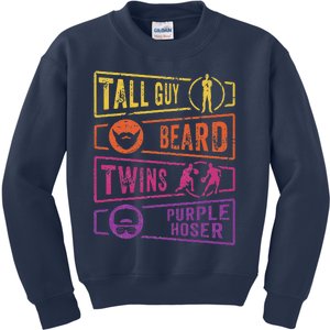 Perfect for dude TALL GUY BEARD TWINS PURPLE HOSER Kids Sweatshirt