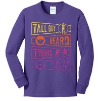 Perfect for dude TALL GUY BEARD TWINS PURPLE HOSER Kids Long Sleeve Shirt