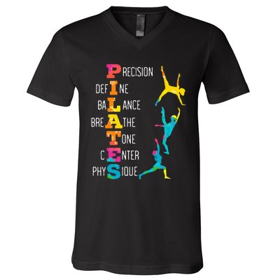 Pilates Fitness Exercise Training Contrology Meditation V-Neck T-Shirt