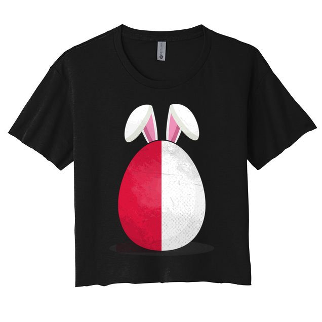 Poland Flag Egg Bunny Ears Polish Easter Sunday Great Gift Women's Crop Top Tee