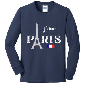 Paris France Eiffel Tower Souvenir Kids Long Sleeve Shirt