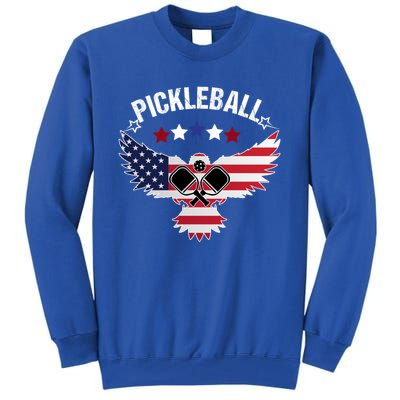 Patriotic Freedom Eagle Us Flag Pickleball 4th Of July Funny Gift Tall Sweatshirt