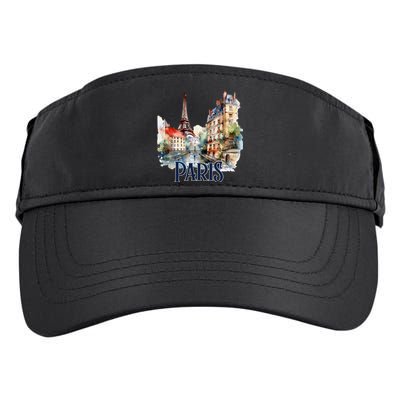 Paris France Eiffel Tower Watercolor Adult Drive Performance Visor