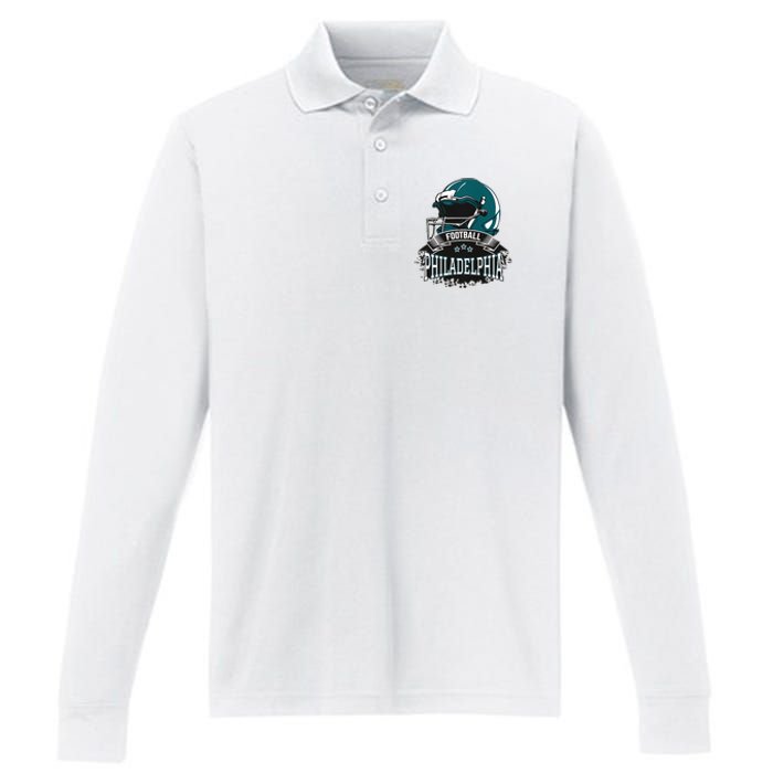 Philadelphia Football Eagle Football Philadelphia Football Champion Performance Long Sleeve Polo