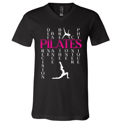 Pilates Fitness Exercise Training Contrology Meditation V-Neck T-Shirt