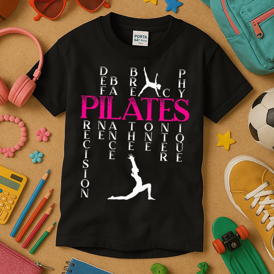 Pilates Fitness Exercise Training Contrology Meditation Kids T-Shirt