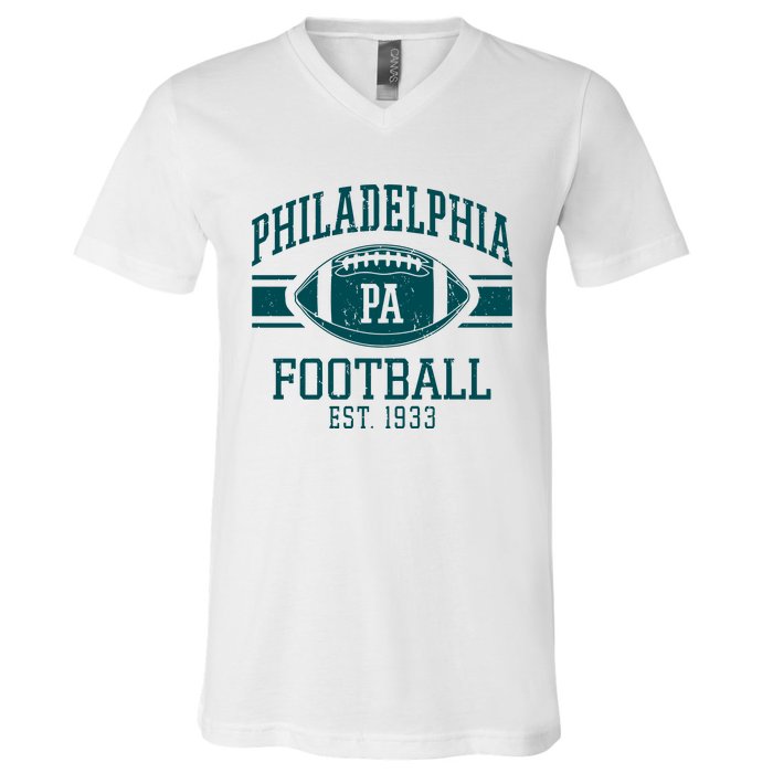 Philadelphia Football Est 1933 Eagle Football Philadelphia Football Champion V-Neck T-Shirt