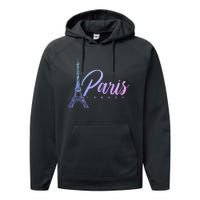 Paris France Eiffel Tower French Souvenir Vintage Performance Fleece Hoodie