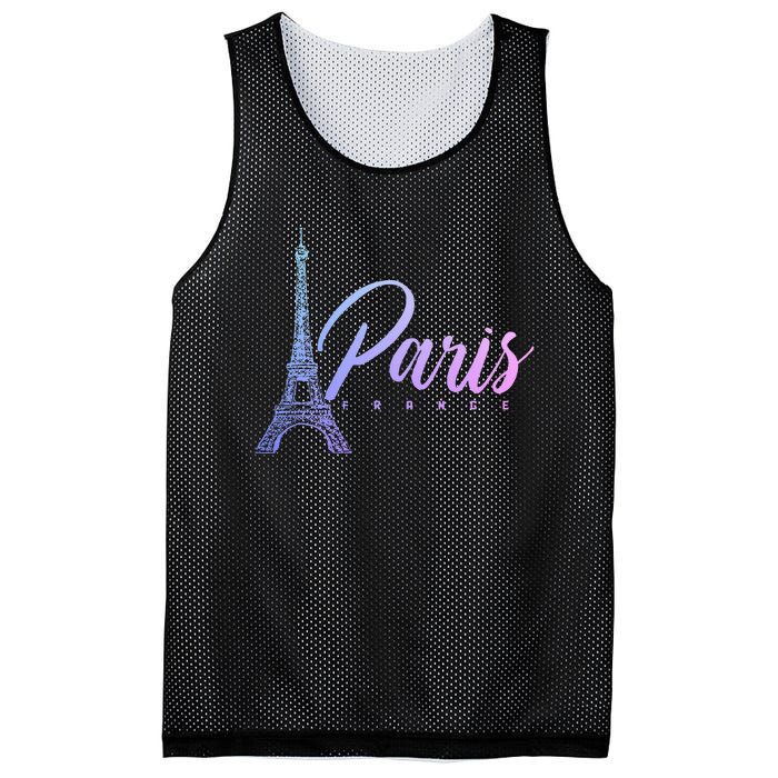 Paris France Eiffel Tower French Souvenir Vintage Mesh Reversible Basketball Jersey Tank