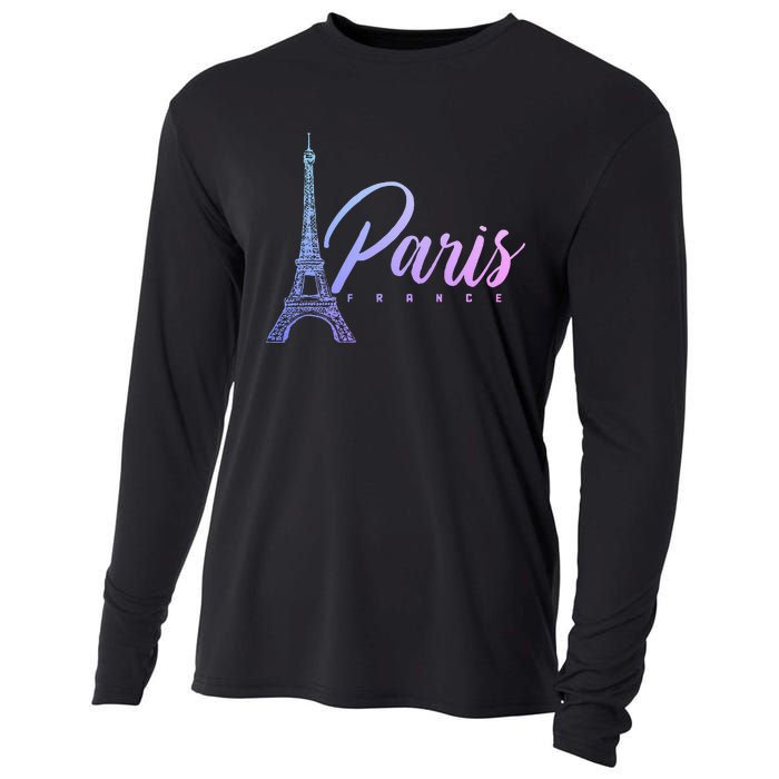 Paris France Eiffel Tower French Souvenir Vintage Cooling Performance Long Sleeve Crew