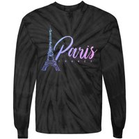 Paris France Eiffel Tower French Souvenir Vintage Tie-Dye Long Sleeve Shirt