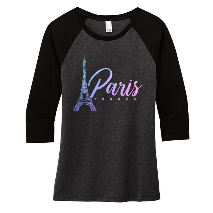 Paris France Eiffel Tower French Souvenir Vintage Women's Tri-Blend 3/4-Sleeve Raglan Shirt