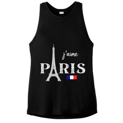 Paris France Eiffel Tower Souvenir Ladies PosiCharge Tri-Blend Wicking Tank