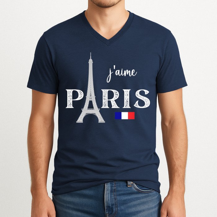 Paris France Eiffel Tower Souvenir V-Neck T-Shirt