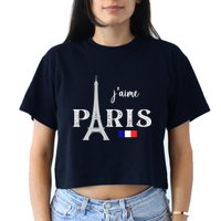 Paris France Eiffel Tower Souvenir Crop Top