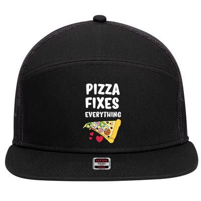 Pizza Fixes Everything 7 Panel Mesh Trucker Snapback Hat