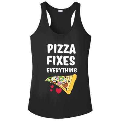 Pizza Fixes Everything Ladies PosiCharge Competitor Racerback Tank