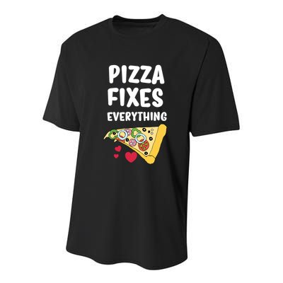 Pizza Fixes Everything Youth Performance Sprint T-Shirt