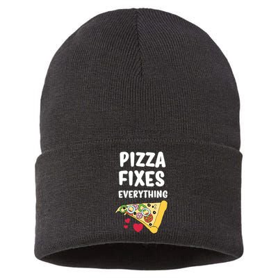 Pizza Fixes Everything Sustainable Knit Beanie